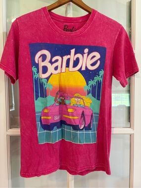 Barbie | Hot Pink Barbie Dream Car Acid Wash Short Sleeve Shirt Barbiecore Small